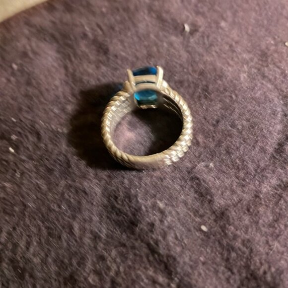 DY Petite Wheaton Ring with Blue Topaz & Diamonds – Size 6 - Picture 3 of 5